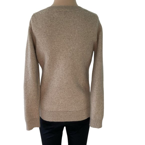 Charter Club Cashmere Metallic Size S V-Neck Tan Sweater - Picture 3 of 11